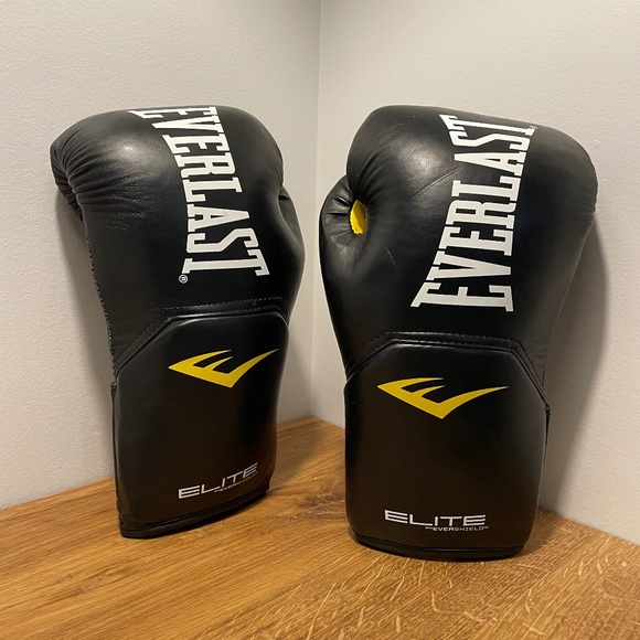 Everlast Elite with Evershield Boxing Gloves Black Size Large 14oz - Picture 1 of 12